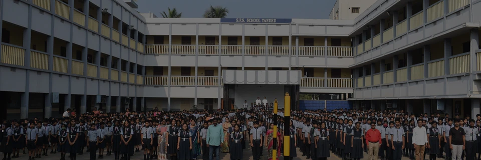 Students gathered in the courtyard of SFS School, Tanuku